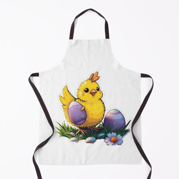 Item preview, cute Easter yellow chicken with colored eggs Sticker,cute easter,Happy Easter,Easter Day,easter illustration designed and sold by Expressions-Sel.