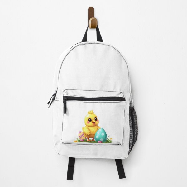 Item preview, cute Easter yellow chicken with colored eggs Sticker,cute easter,Happy Easter,Easter Day,easter illustration designed and sold by Expressions-Sel.