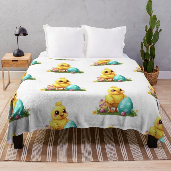 Item preview, cute Easter yellow chicken with colored eggs Sticker,cute easter,Happy Easter,Easter Day,easter illustration designed and sold by Expressions-Sel.