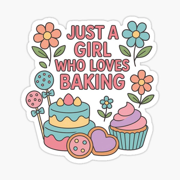 Item preview, Just a Girl Who Loves Baking – Fun Pastel Outline Baking Design designed and sold by Luxe & Lovely Finds.
