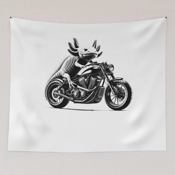Item preview, Cool Axolotl Riding a Motorcycle Biker Axolotl Lover designed and sold by Kimberley King Art  King Art.