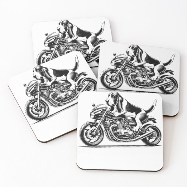 Item preview, Cool Basset Hound Riding a Motorcycle Biker Dog Lover designed and sold by Kimberley King Art  King Art.