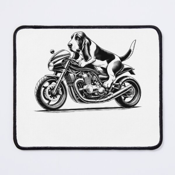 Item preview, Cool Basset Hound Riding a Motorcycle Biker Dog Lover designed and sold by Kimberley King Art King Art.