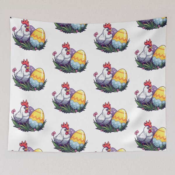 Item preview, cute Easter chicken with colored eggs Sticker,cute easter,Happy Easter,Easter Day,easter illustration designed and sold by Expressions-Sel.