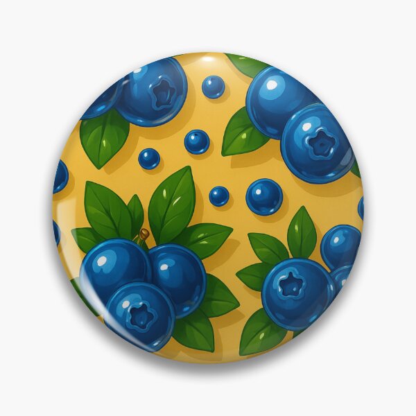 Item preview, Blue berry Foto Blue and Yellow Pattern – Whimsical Wild Berry Aesthetic Print, Cottagecore Fruit Art Summer Vibes Fruitcore  designed and sold by Bored Duck.