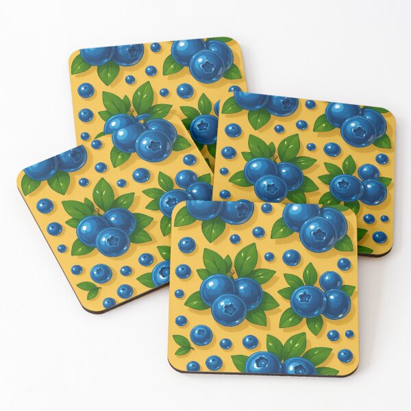 Item preview, Blue berry Foto Blue and Yellow Pattern – Whimsical Wild Berry Aesthetic Print, Cottagecore Fruit Art Summer Vibes Fruitcore  designed and sold by Bored Duck.