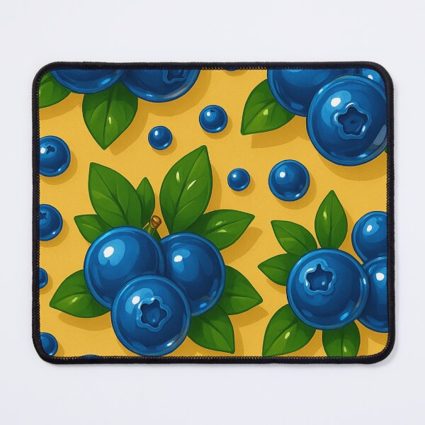 Item preview, Blue berry Foto Blue and Yellow Pattern – Whimsical Wild Berry Aesthetic Print, Cottagecore Fruit Art Summer Vibes Fruitcore designed and sold by Bored Duck.