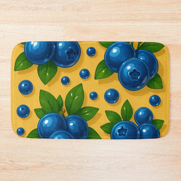 Item preview, Blue berry Foto Blue and Yellow Pattern – Whimsical Wild Berry Aesthetic Print, Cottagecore Fruit Art Summer Vibes Fruitcore  designed and sold by Bored Duck.