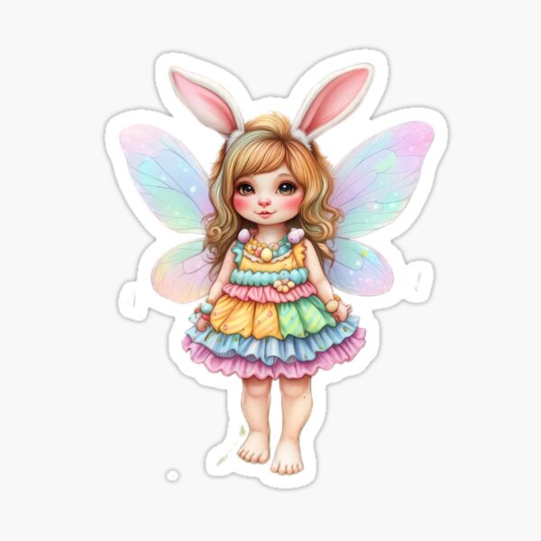 Item preview, Easter fairy with colorful wings,cute easter,Happy Easter,Easter Day,easter illustration designed and sold by Expressions-Sel.