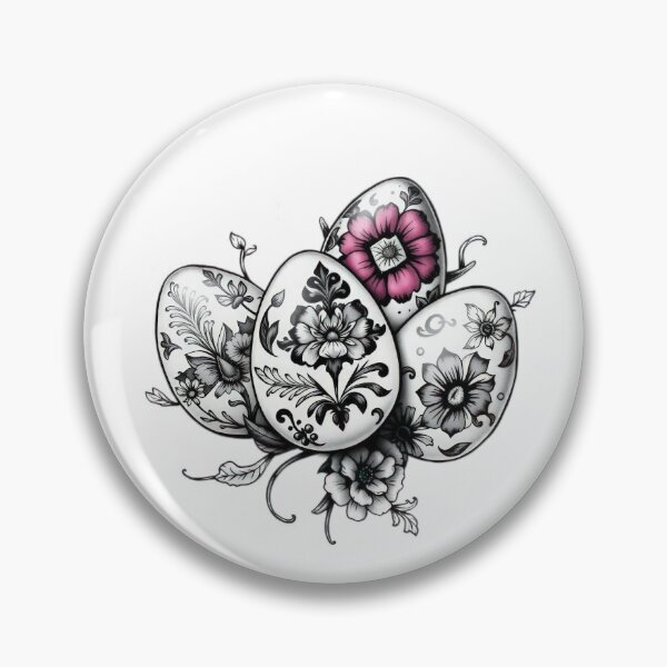Item preview, Easter eggs black and white floral ,Happy Easter,Easter Day,easter illustration designed and sold by Expressions-Sel.