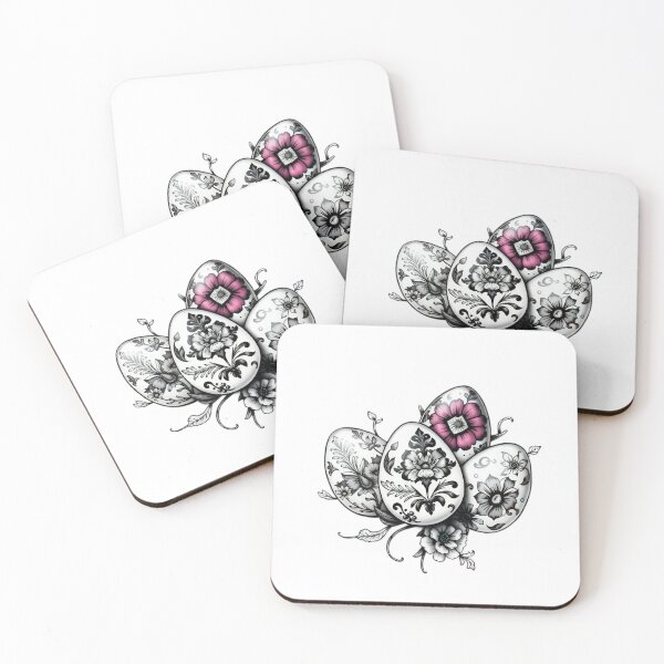 Item preview, Easter eggs black and white floral ,Happy Easter,Easter Day,easter illustration designed and sold by Expressions-Sel.