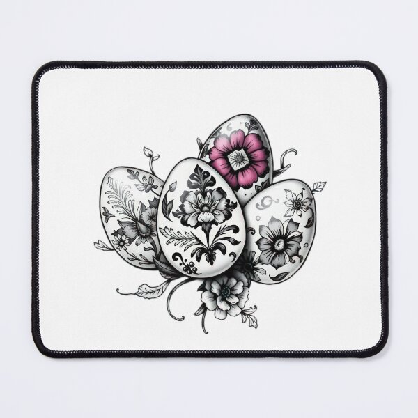 Item preview, Easter eggs black and white floral ,Happy Easter,Easter Day,easter illustration designed and sold by Expressions-Sel.