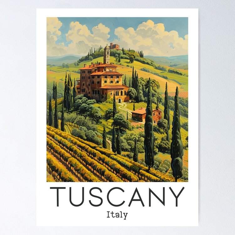 A Vintage Illustration of Tuscany - Italy  Sticker