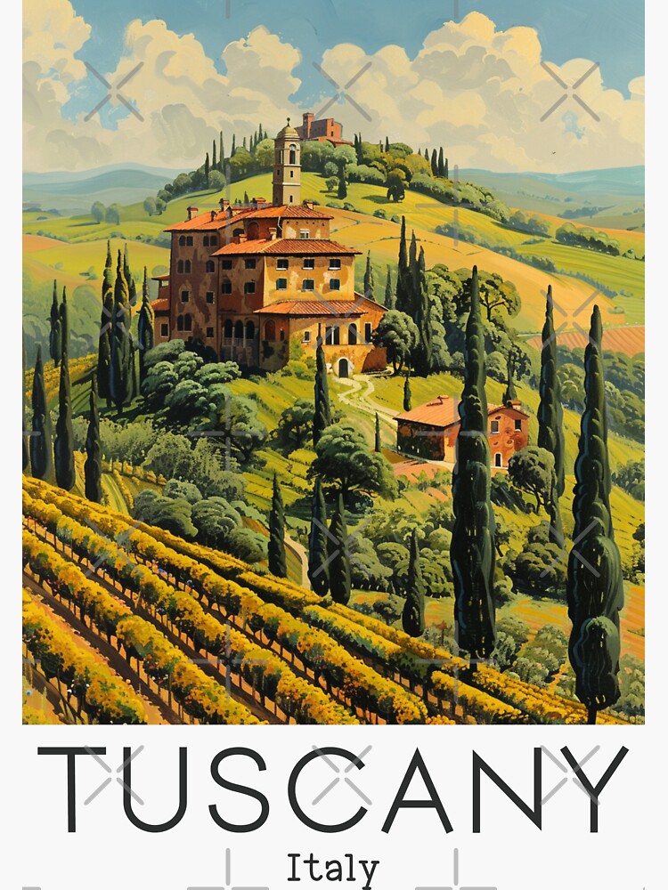 A Vintage Illustration of Tuscany - Italy  Sticker