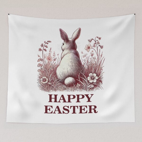Item preview, Easter Retro Bunny In Vintage Flower Field designed and sold by LuminOrb.