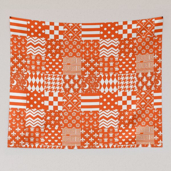 Item preview, Orange White Mixed Patchwork Pattern Design  designed and sold by PatternTitan.