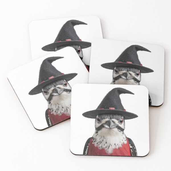 Item preview, Lewis's Woodpecker bird Wearing Halloween Witch Hat designed and sold by LazyOwlStore.