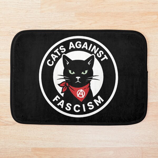 Aperçu de l'œuvre Chats contre le fascisme – Autocollant chat noir audacieux pour militants, alliés et rebelles créée et vendue par WAUZ.