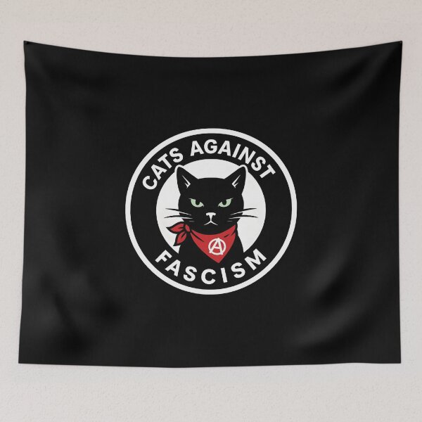 Item preview, Cats Against Fascism – Bold Black Cat Sticker for Activists, Allies & Rebels designed and sold by WAUZ.