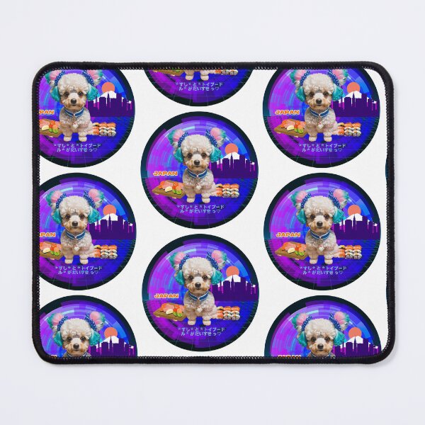 Item preview, Japanese Toy poodle in future Japan with Sushi and Mount Fuji designed and sold by SharpDigiDesign.