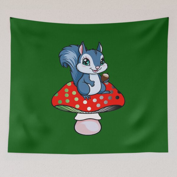 Item preview, Cute Squirrel on Aromantic Mushroom – Aromantic Pride Whimsical Art designed and sold by Travelslightly.