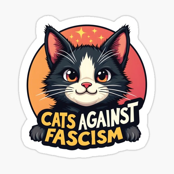 Artikel-Vorschau von Süße schwarze Katze gegen Faschismus – Rebellen-Vektor-Aufkleber mit Haltung, designt und verkauft von WAUZ.