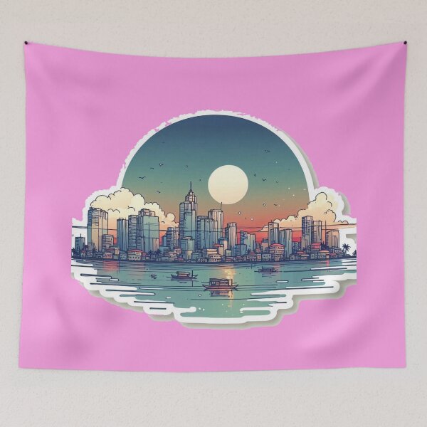 Item preview,  Intramuros Manila Sunset – 3-Tone Artistic Sketch of the Walled City,   designed and sold by PaintMeWorld.