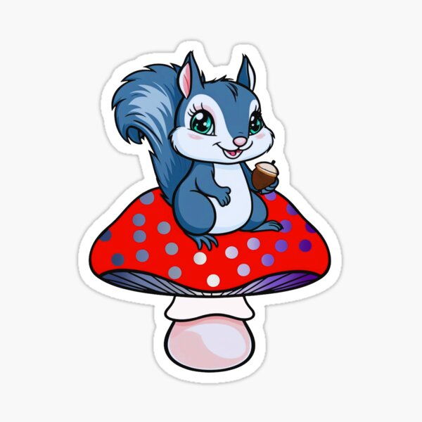 Item preview, Cute Squirrel on Butch Lesbian Mushroom – Butch Pride Whimsical Art designed and sold by Travelslightly.
