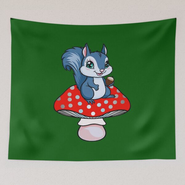 Item preview, Cute Squirrel on Demiboy Mushroom – Demi Pride Whimsical Art designed and sold by Travelslightly.