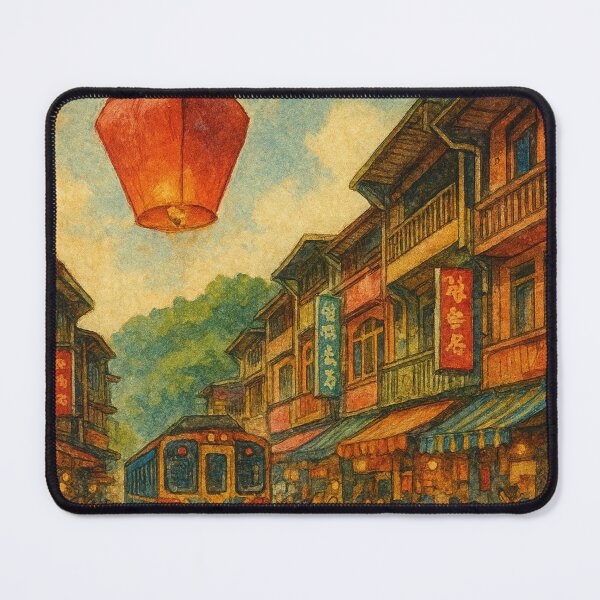 Item preview, Shifen Old Street Railway Scene with Sky Lantern designed and sold by Places On Earth.