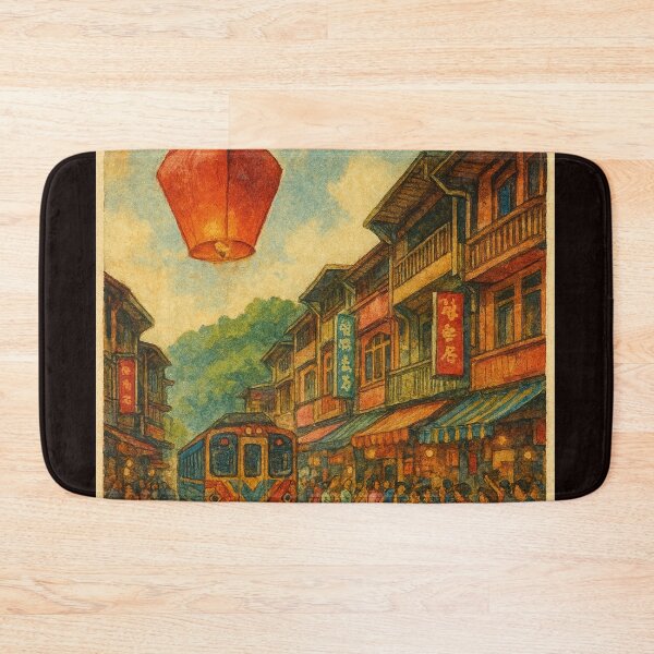 Item preview, Shifen Old Street Railway Scene with Sky Lantern designed and sold by Places On Earth.