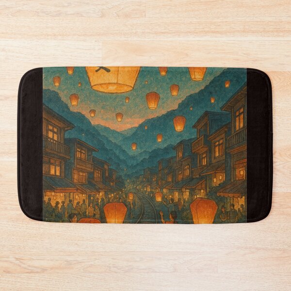 Item preview, Pingxi Lantern Festival Night Scene with Floating Lanterns designed and sold by Places On Earth.