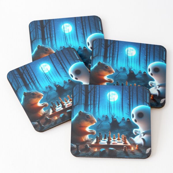 Item preview, cute gopher and ghost playing chess designed and sold by Dogandesighn.