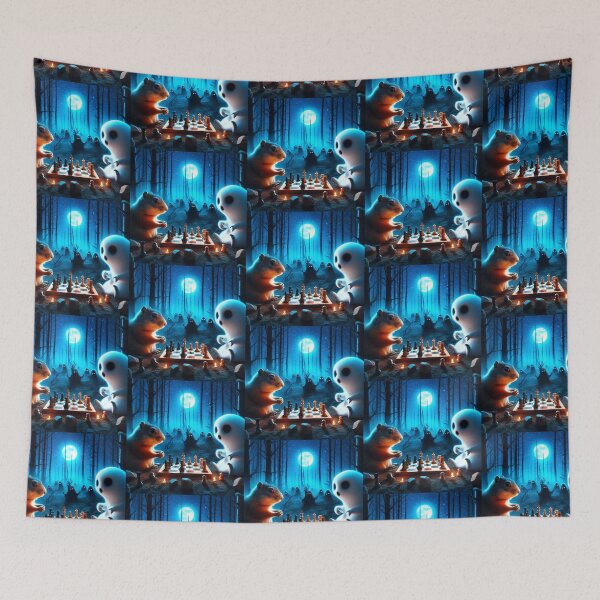 Item preview, cute gopher and ghost playing chess designed and sold by Dogandesighn.