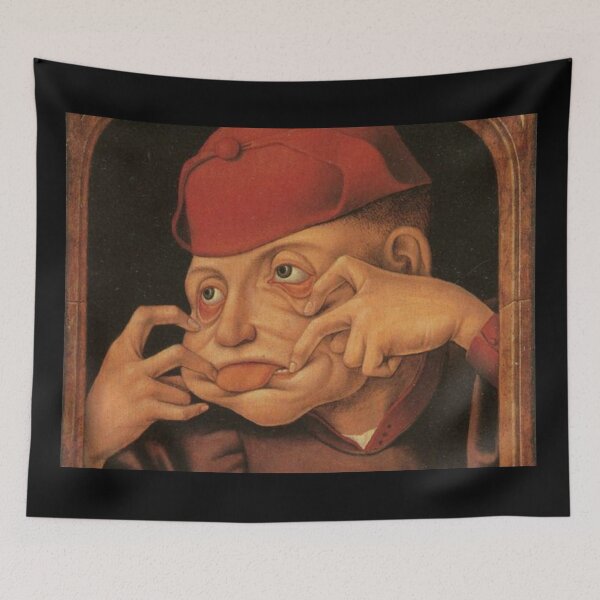 Item preview, Medieval Man Pulling his face vintage painting designed and sold by Vintage Designs +.