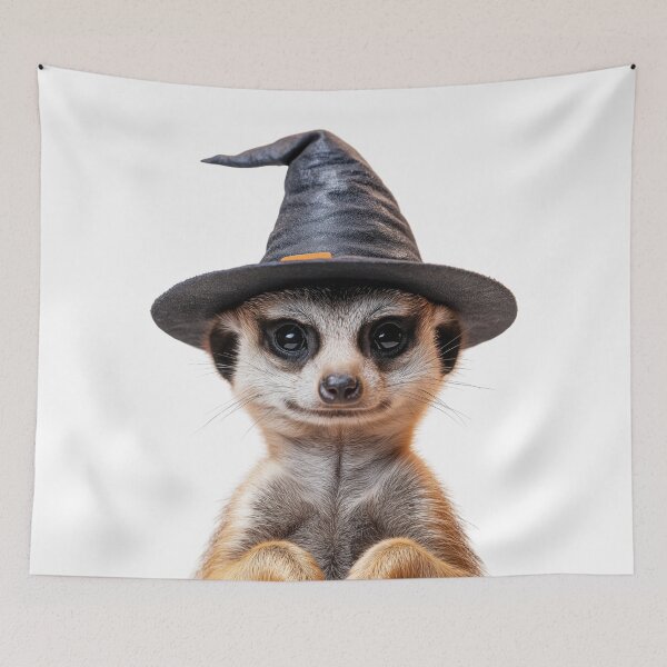 Item preview, Meerkat Wearing Halloween Witch Hat designed and sold by LazyOwlStore.