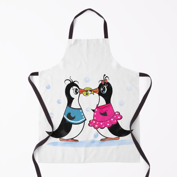 Item preview, Two adorable penguins split a fish. designed and sold by Shirley cute art .