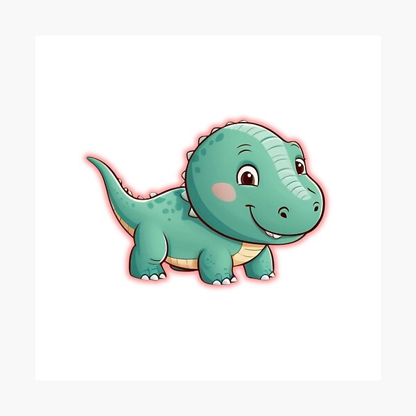 Artikel-Vorschau von Niedlicher Cartoon-Dinosaurier mit roter Kontur, designt und verkauft von liman2000.