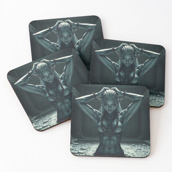 Item preview, Fantasy Grey Skinned Elf girl with her hands behind her head RPG Role playing designed and sold by Vintage Designs +.