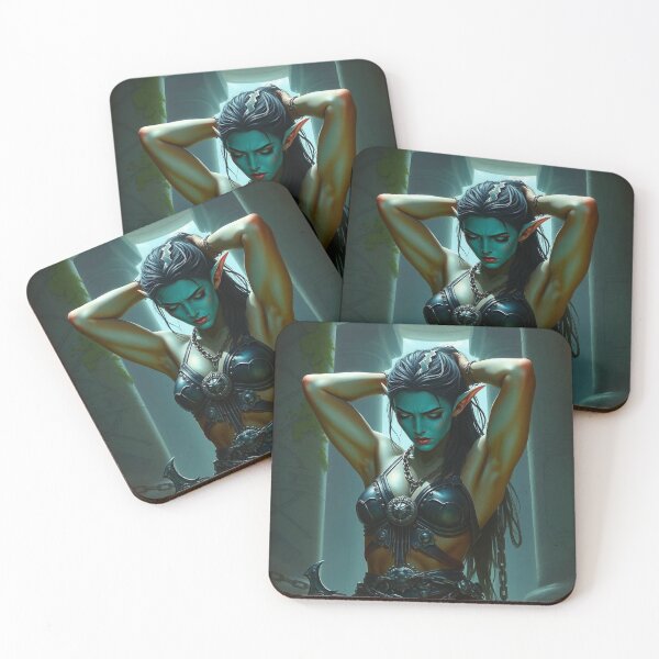 Item preview,  Fantasy Grey Skinned Elf girl with her hands behind her head RPG Role playing designed and sold by Vintage Designs +.