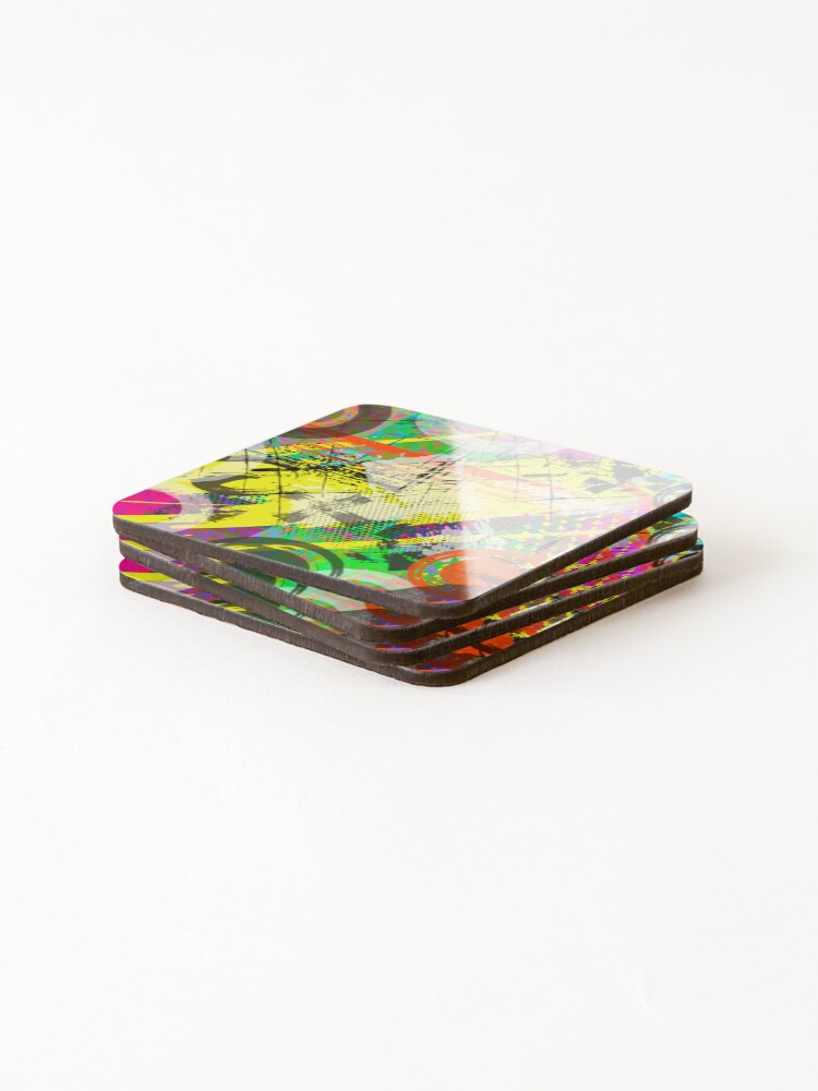 Thumbnail 4 of 5, Coasters (Set of 4), Multi-colored Abstract designed and sold by Rheberle.