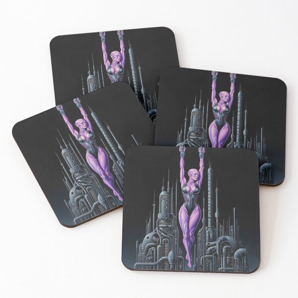 Item preview,  Biomechanical hot sexy pink Alien woman Gothic heavy metal landscape art designed and sold by Vintage Designs +.