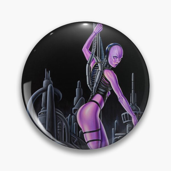 Item preview, Biomechanical hot sexy pink Alien woman Gothic heavy metal landscape art designed and sold by Vintage Designs +.