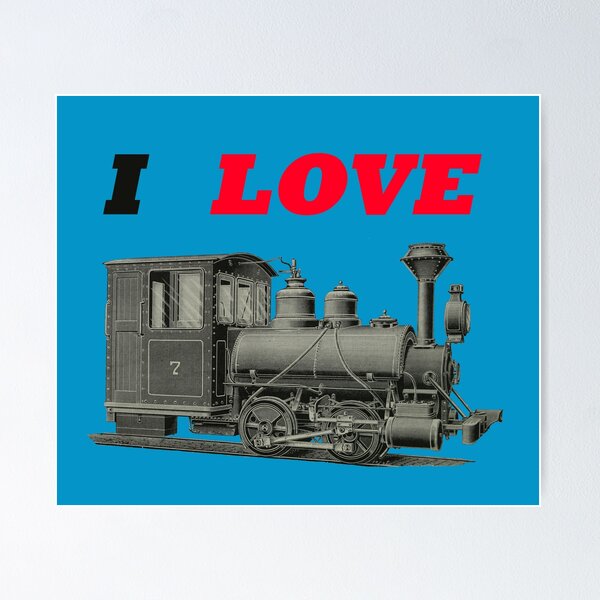 Item preview, Art by Mike Acrylic Linocut and digital, I Love Trains Train Railway Steam Locomotive designed and sold by allartbymike.