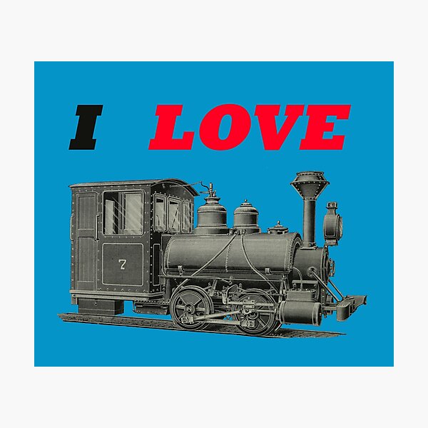Item preview, Art by Mike Acrylic Linocut and digital, I Love Trains Train Railway Steam Locomotive designed and sold by allartbymike.