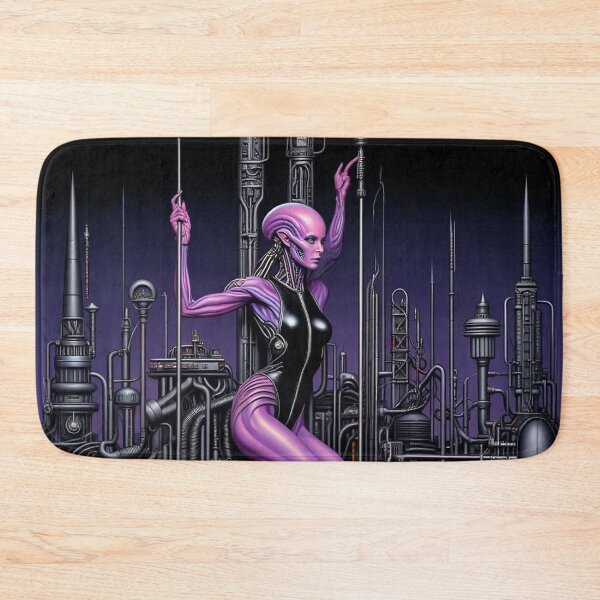 Item preview, Biomechanical hot sexy pink Alien woman Gothic heavy metal landscape art designed and sold by Vintage Designs +.