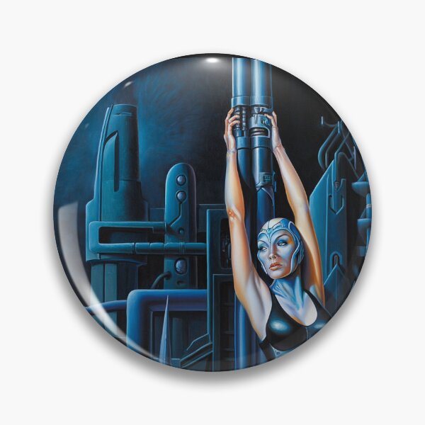 Item preview, Biomechanical hot sexy blue  Alien woman Gothic heavy metal landscape art designed and sold by Vintage Designs +.