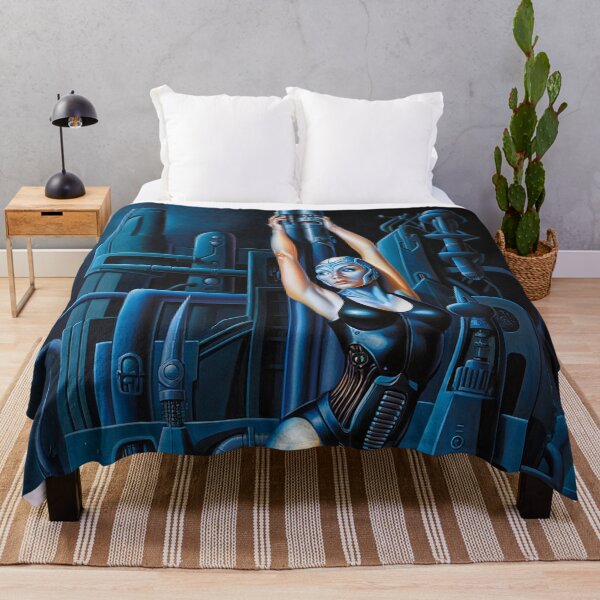 Item preview, Biomechanical hot sexy blue  Alien woman Gothic heavy metal landscape art designed and sold by Vintage Designs +.