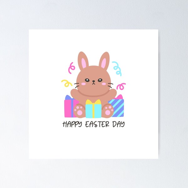 Item preview, Happy Easter Day Bunny with Gifts – Festive Spring Sticker designed and sold by BubiStudio.