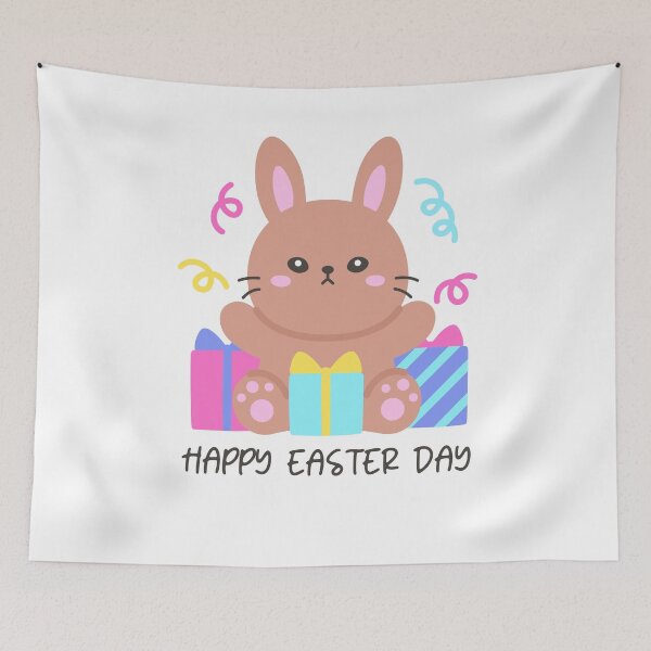 Item preview, Happy Easter Day Bunny with Gifts – Festive Spring Sticker designed and sold by BubiStudio.